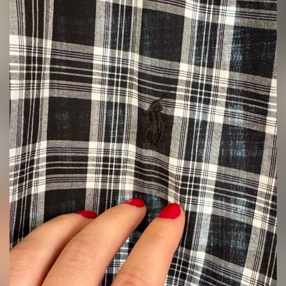 Polo Ralph Lauren Men’s Medium Black Plaid Short Sleeve Button Down Shirt - Picture 3 of 8